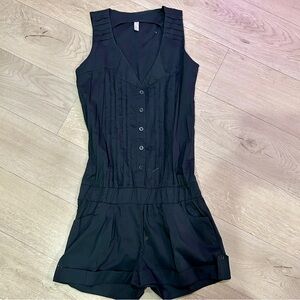 Makai Black Sleeveless Button-Up Romper
